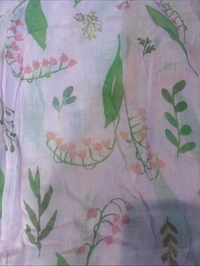 Floral Leaf Print Lightweight Scarf - Pink & Green